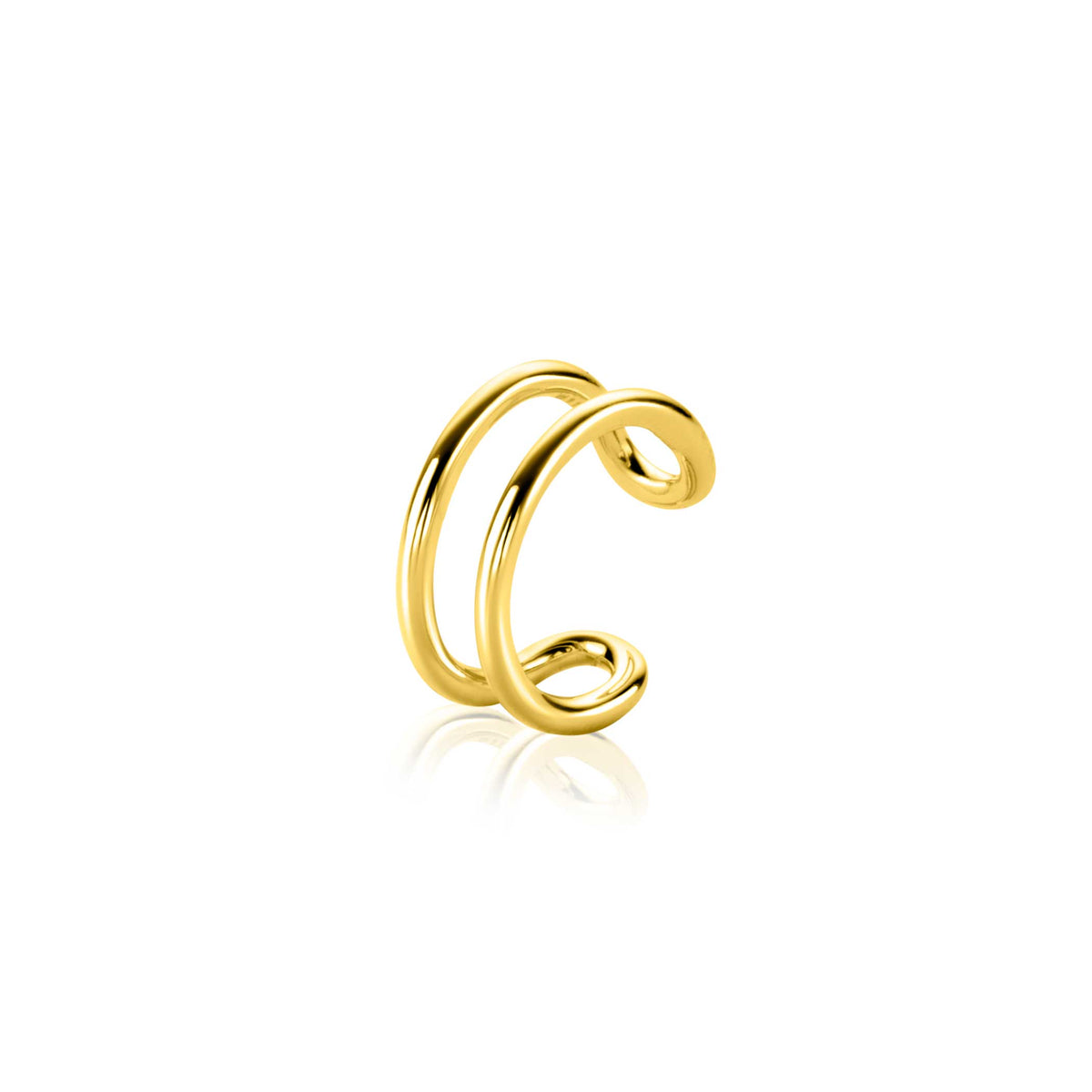 Pendientes de aro dorados con diseño de doble vuelta.