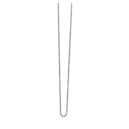 cadena de bolas de plata con un diseño sencillo y brillante.
