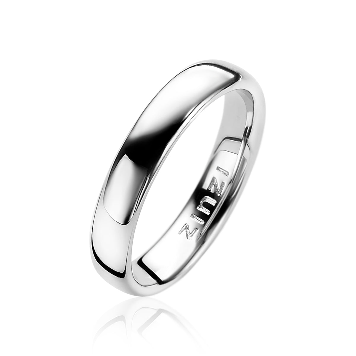 Anillo de plata con un diseño liso y pulido, de forma redonda y acabado brillante.