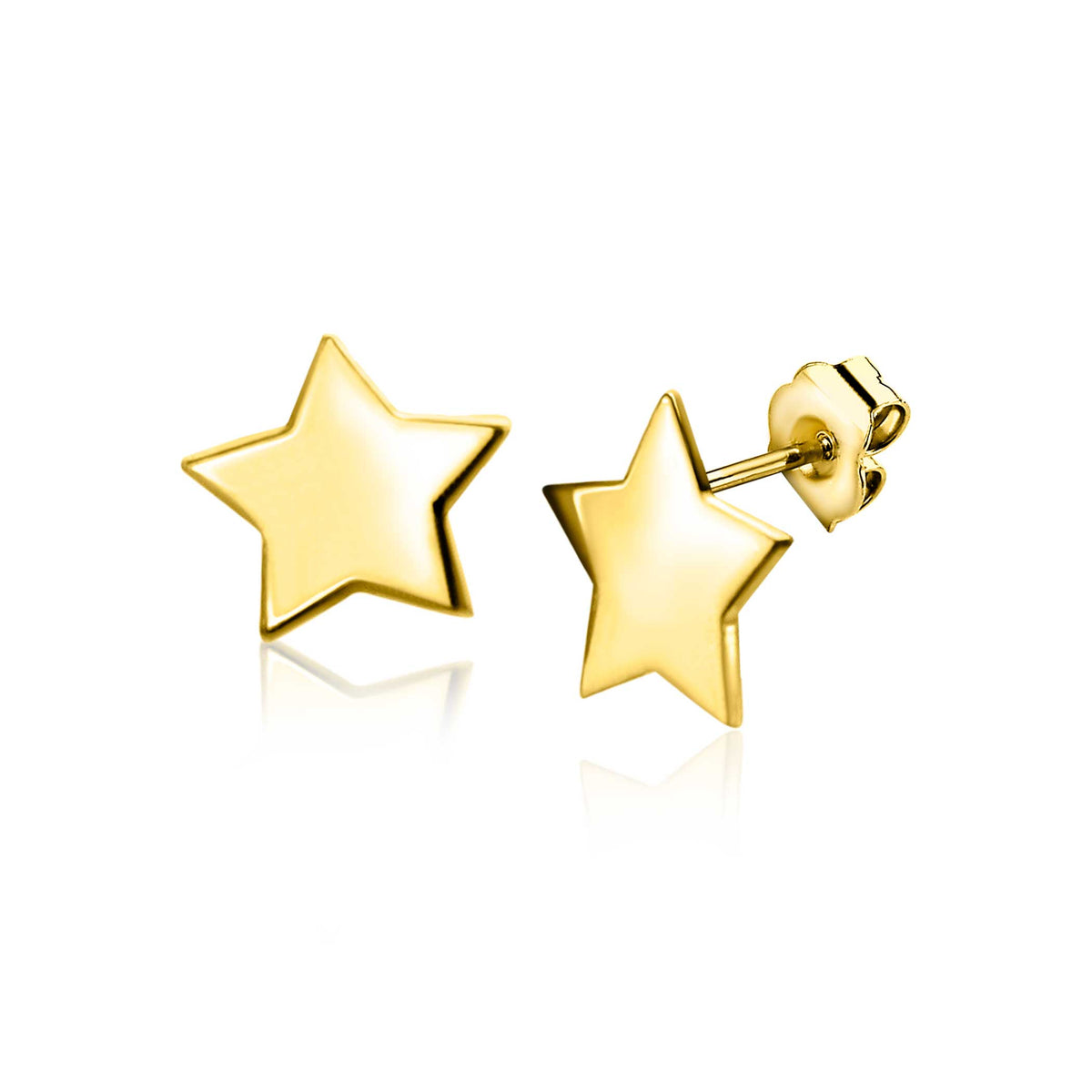 Pendientes de estrella dorados con acabado brillante.