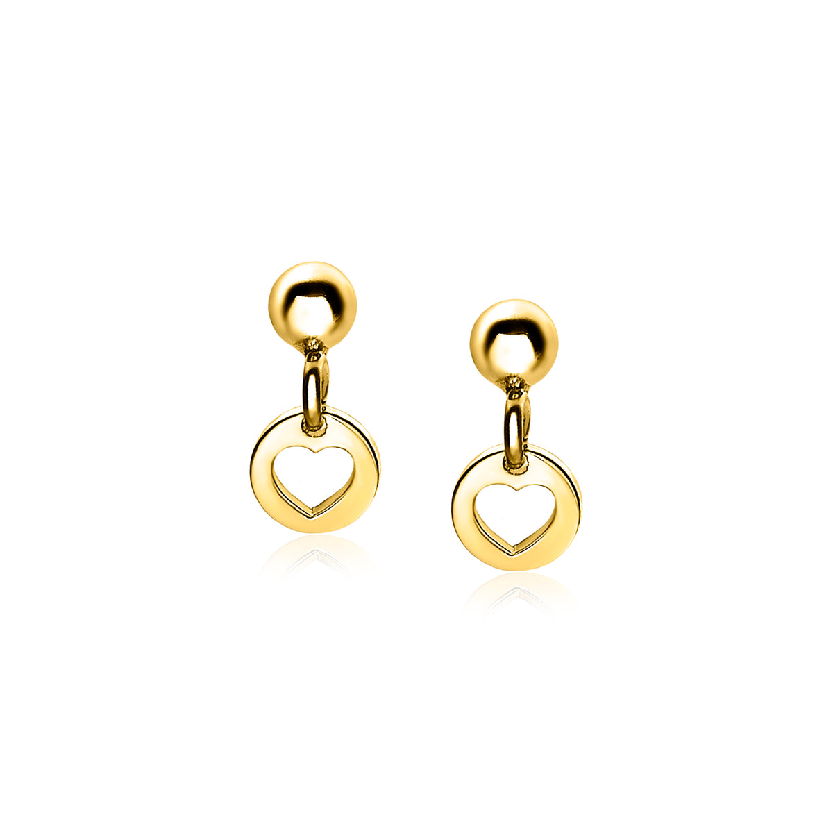 Pendientes de aro dorados con un colgante en forma de corazón.