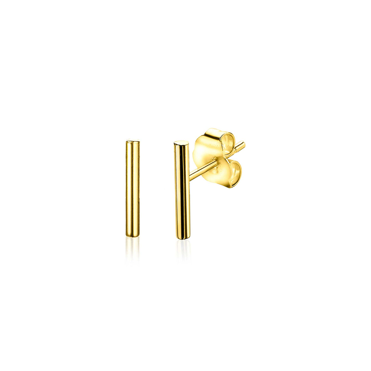 Pendientes de oro con diseño de barra y flor.