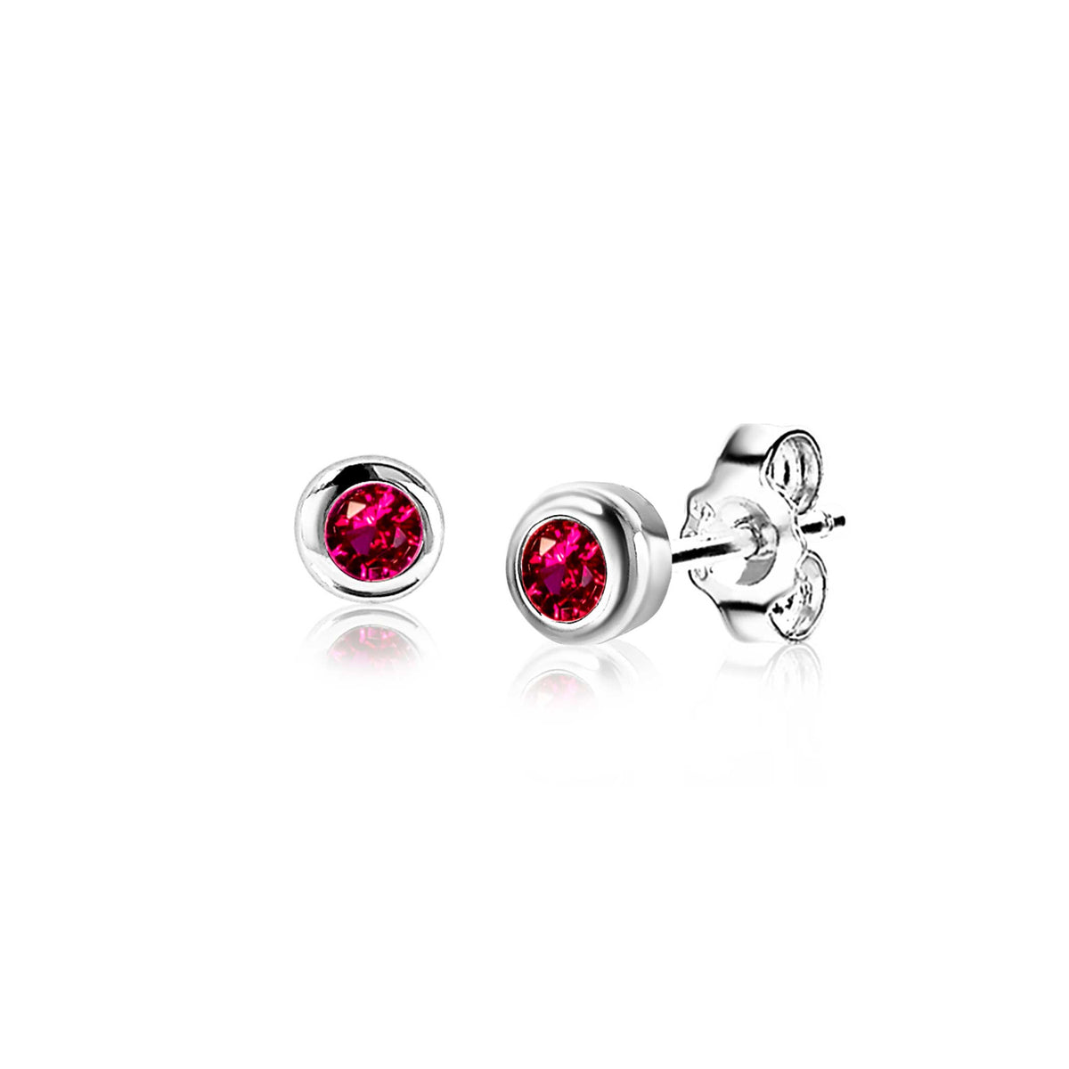 Pendientes de plata con piedras preciosas de color rosa.