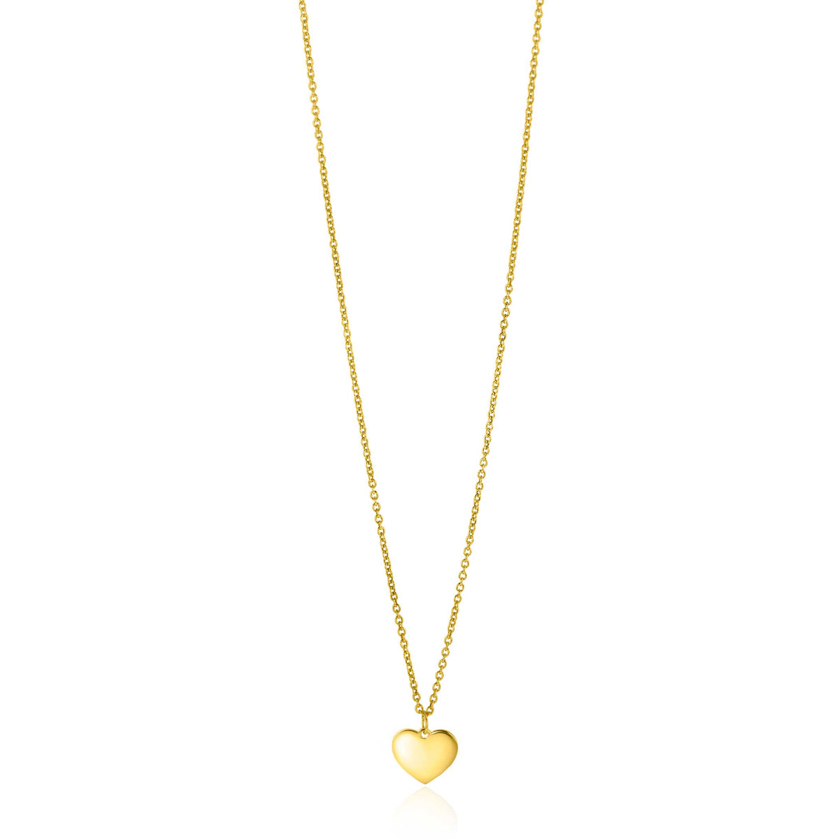 Collar dorado con colgante en forma de corazón.
