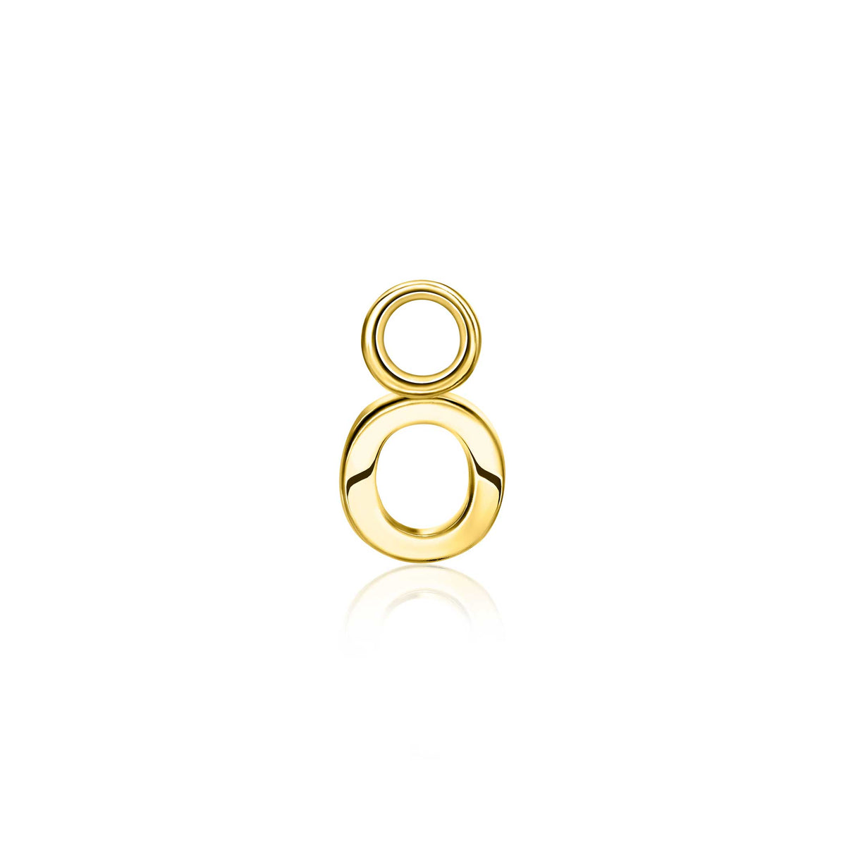 Pendientes de aro dorados con un diseño moderno y dos círculos entrelazados.