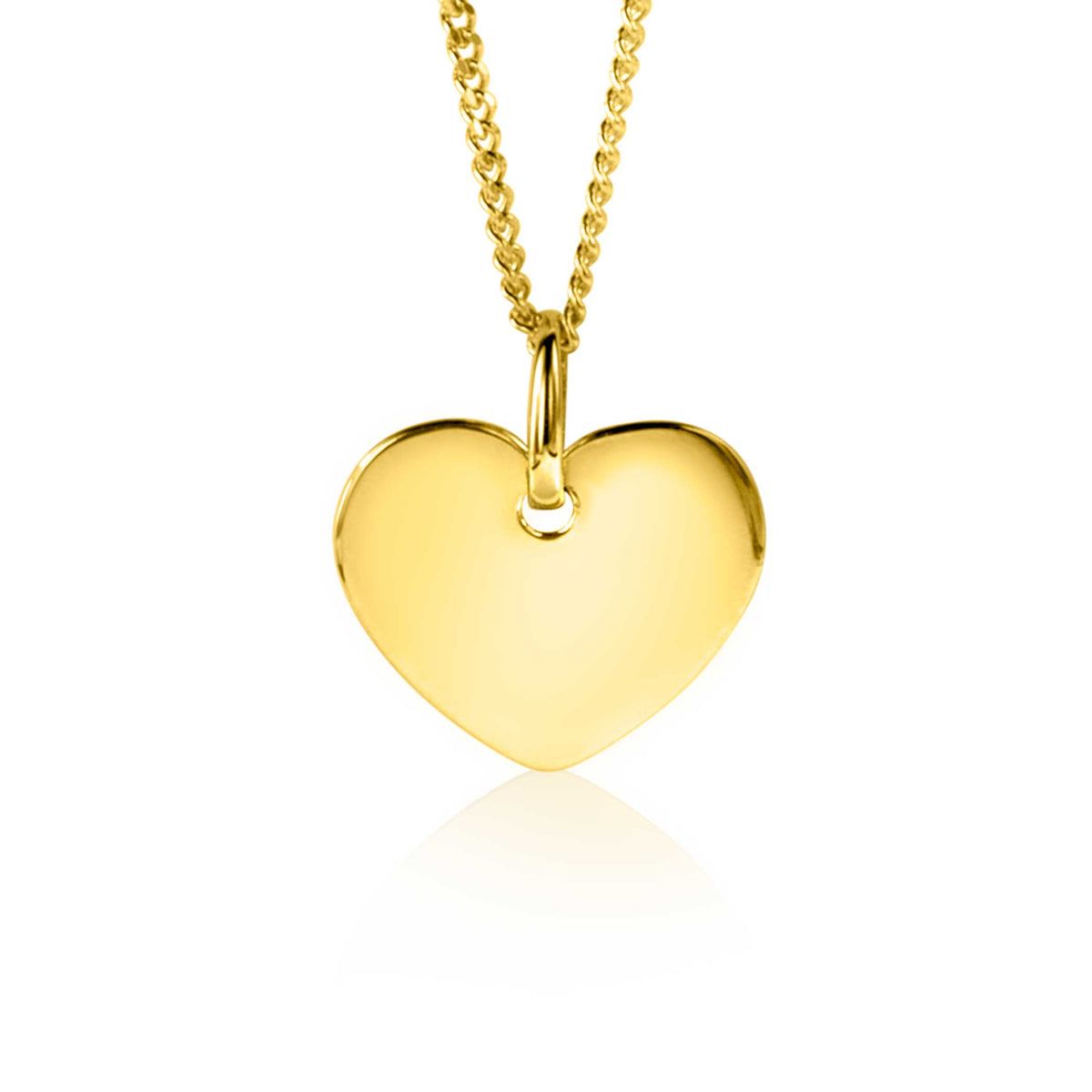 Colgante en forma de corazón dorado con cadena fina.
