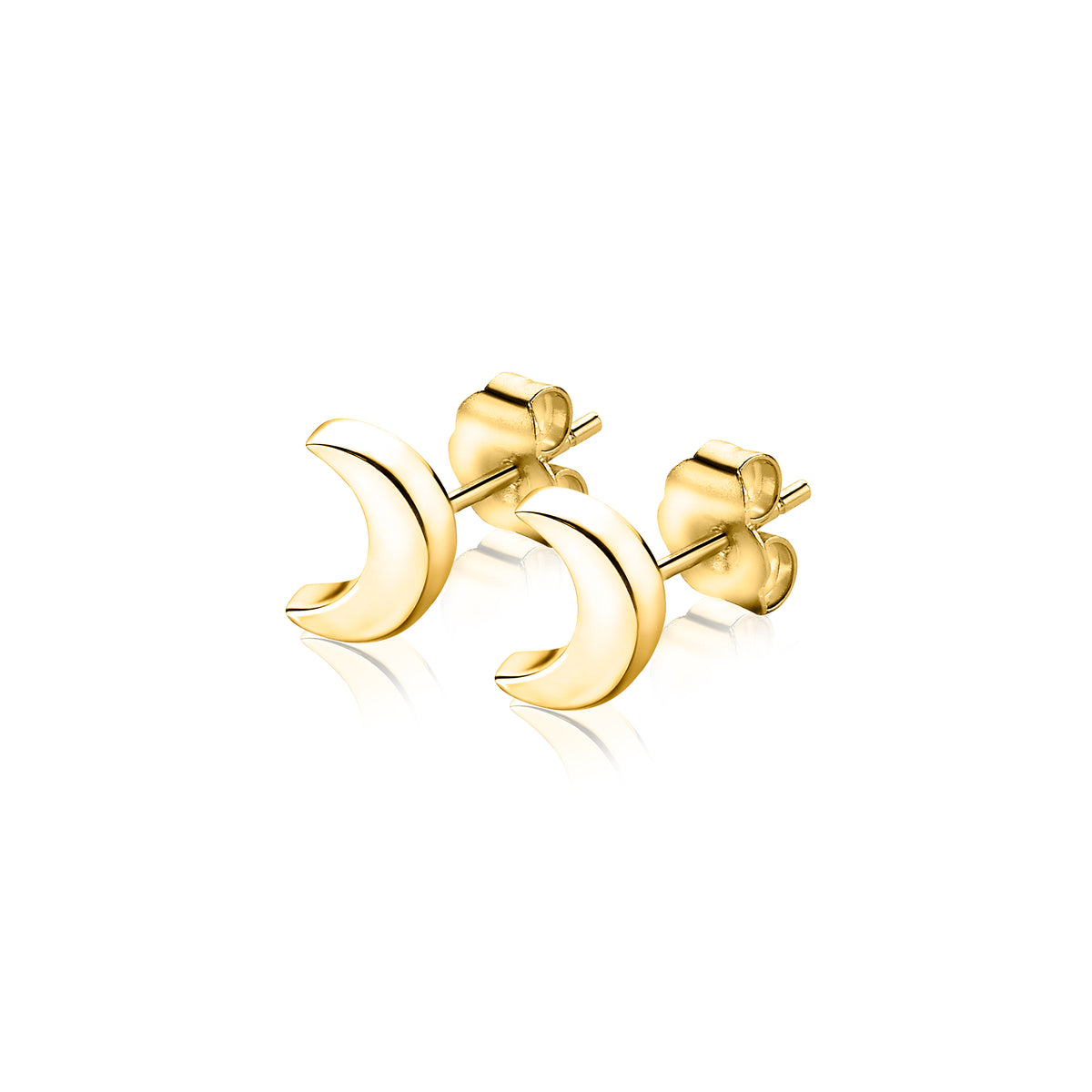 Pendientes de aro dorados con forma de media luna.