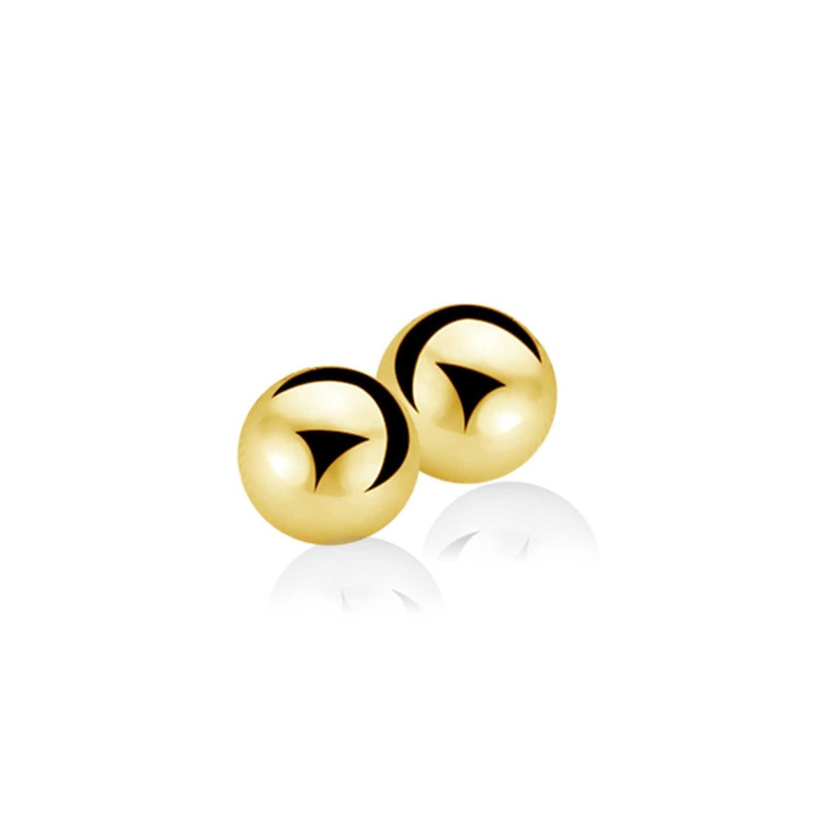 Pendientes de aro dorados con un diseño esférico y acabado brillante.