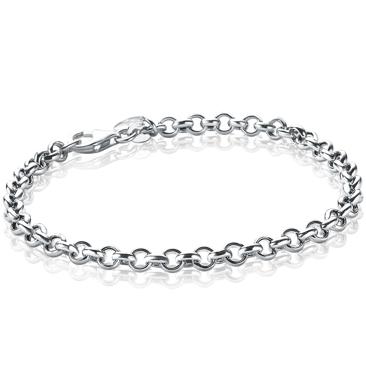 Pulsera de plata con eslabones redondos y cierre de langosta.