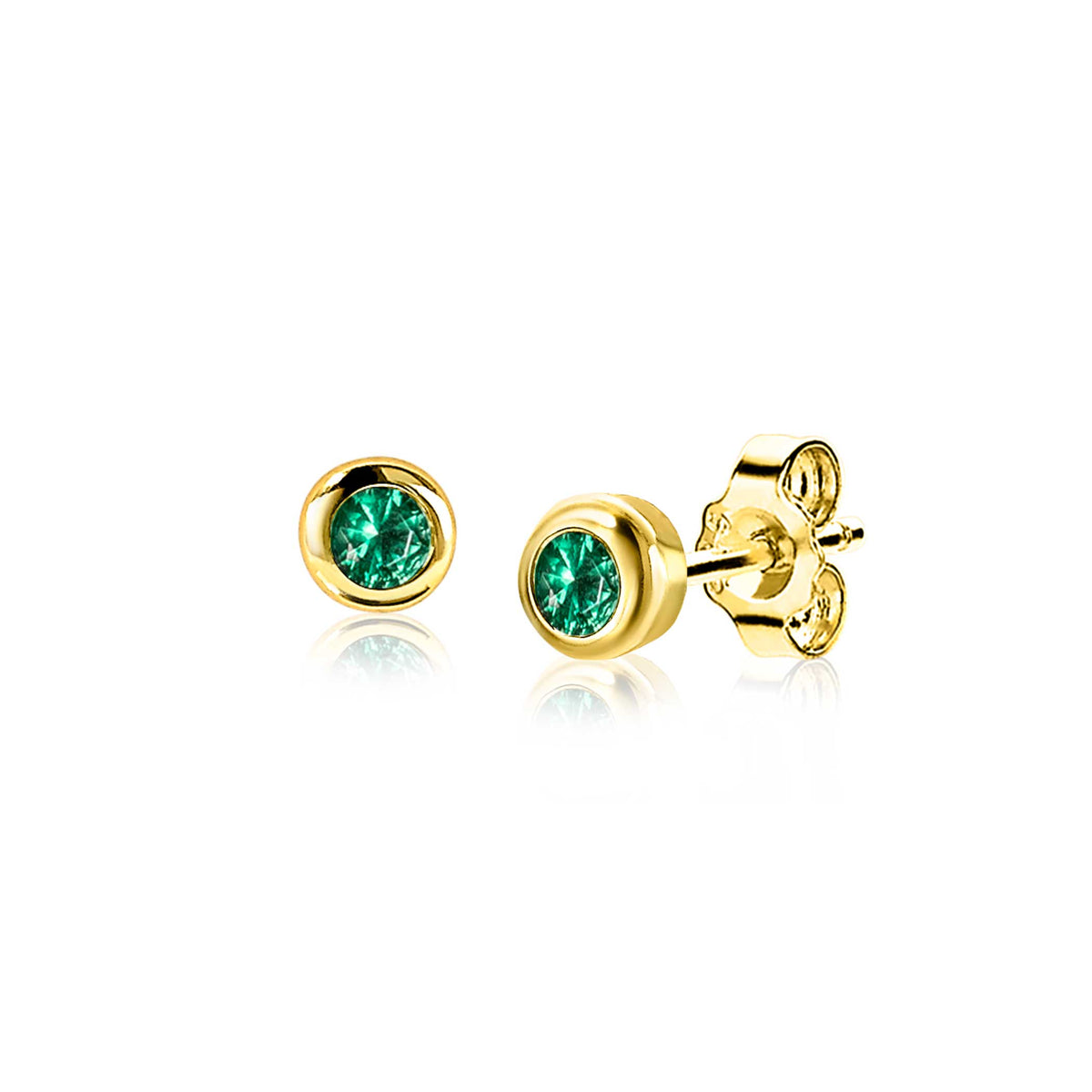 Pendientes de oro con piedra verde.