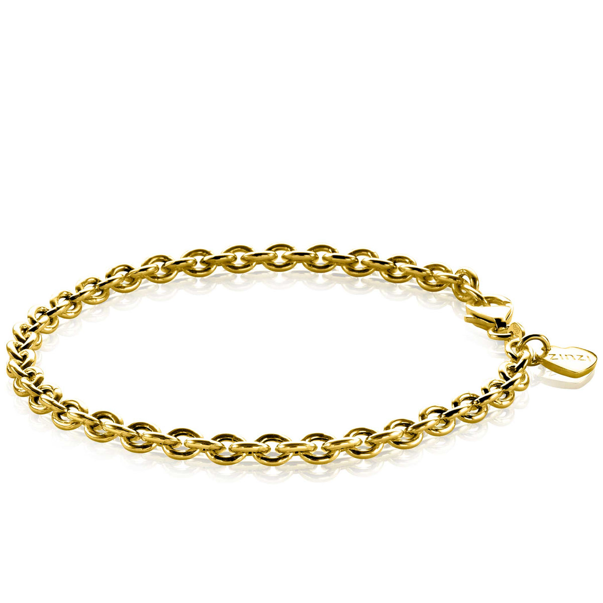 Pulsera dorada con eslabones entrelazados y cierre de langosta.