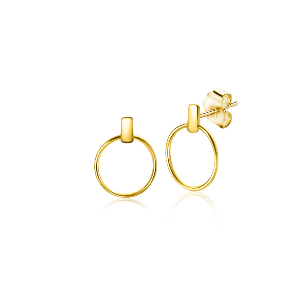 Pendientes de aro dorados con un diseño minimalista y un cierre de presión.