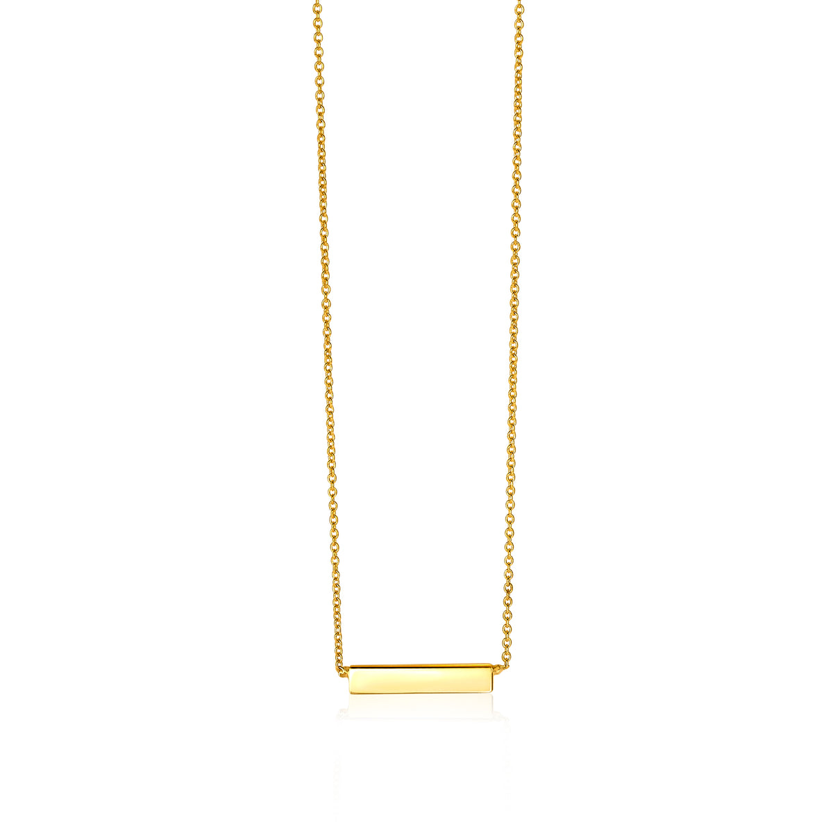 Collar dorado con una barra horizontal en el centro y cadena delicada.