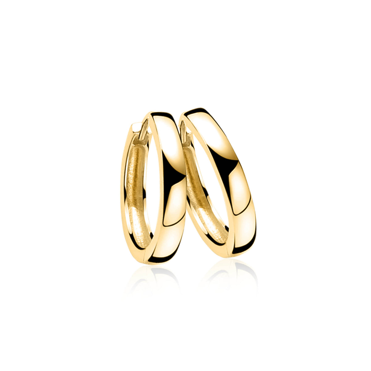 Pendientes de aro dorados con un diseño ondulado y acabado brillante.
