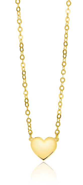 Collar dorado con un colgante en forma de corazón.