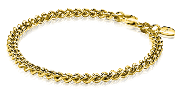 Pulsera dorada con eslabones entrelazados y cierre de langosta.