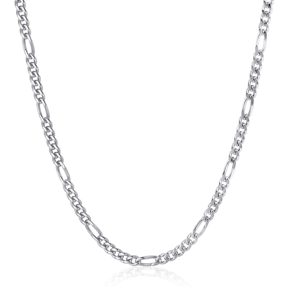cadena de plata con eslabones alternos y un acabado brillante.