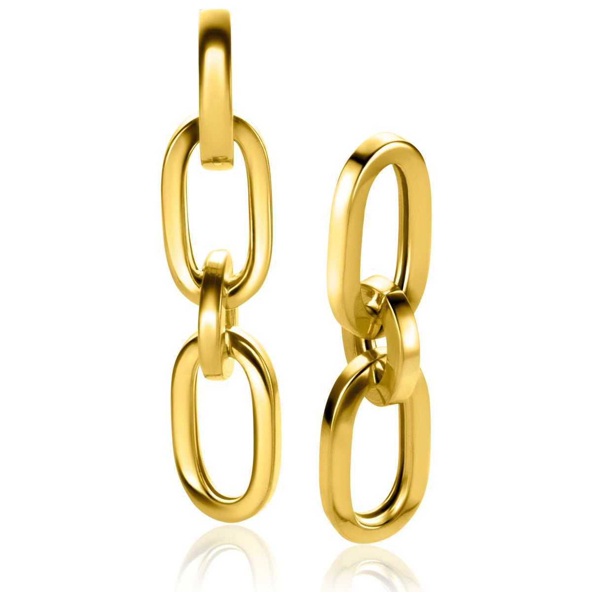 Pendientes de aro dorados con eslabones entrelazados.