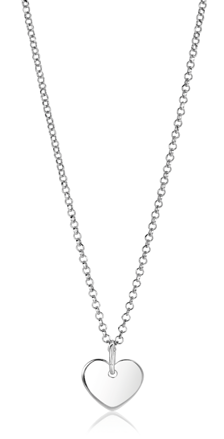 Collar de plata con colgante en forma de corazón.