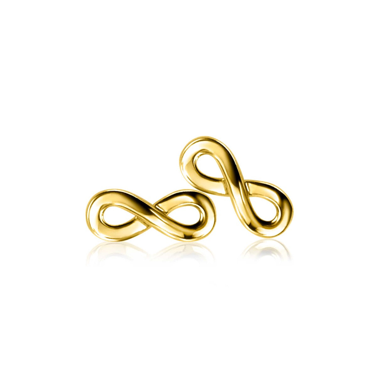 Pendientes de oro con forma de infinito.