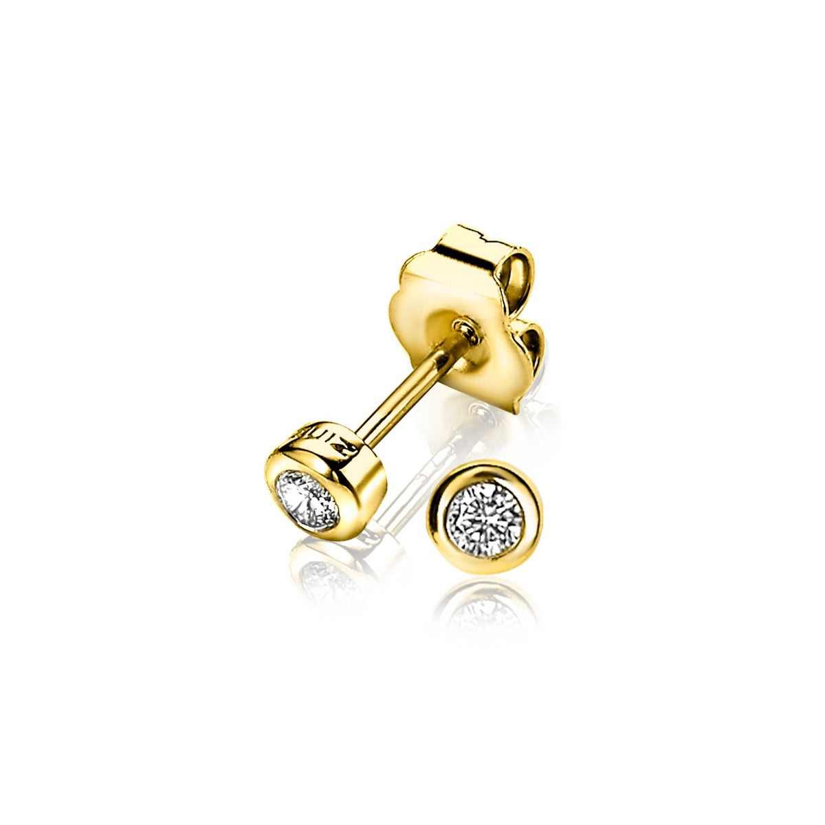 Pendientes de oro con circonitas brillantes.