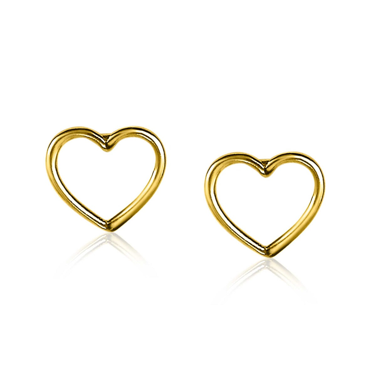 Pendientes de aro dorados en forma de corazón.
