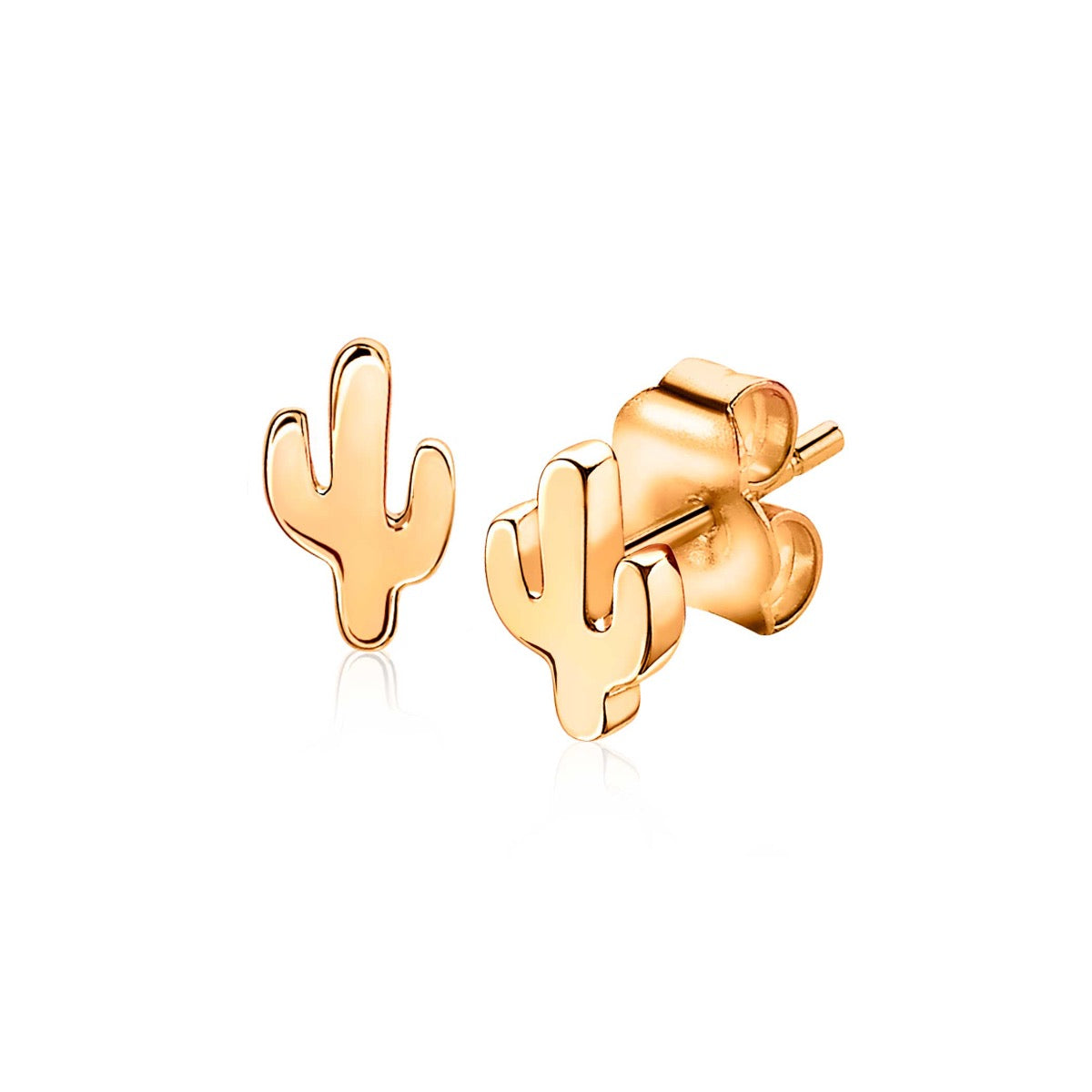 Pendientes de oro con forma de cactus.